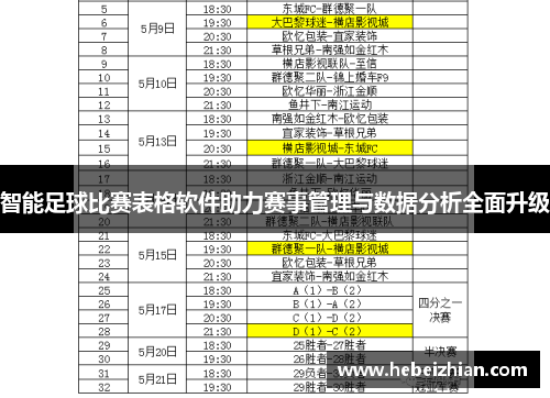 智能足球比赛表格软件助力赛事管理与数据分析全面升级